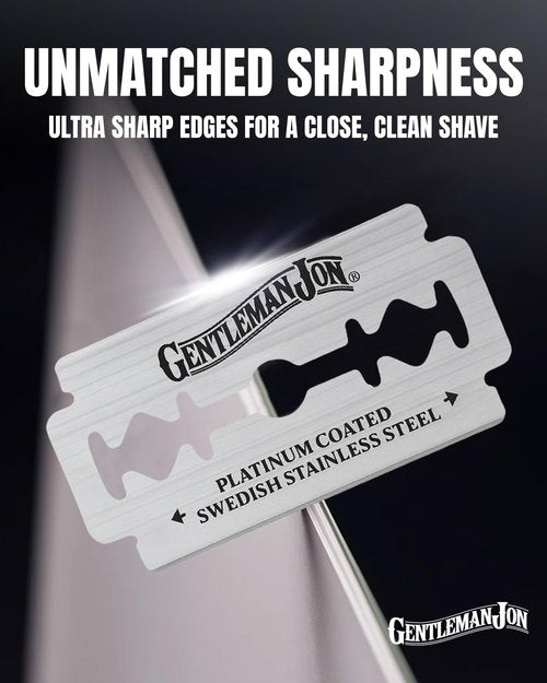 Gentleman Jon 50-Pack Platinum Double Edge Razor Blades - Premium Swedish Stainless Steel Safety Razor Blades - Platinum Coated Blade For Smooth and Comfortable Shaves - Fits Most Men's Safety Razors