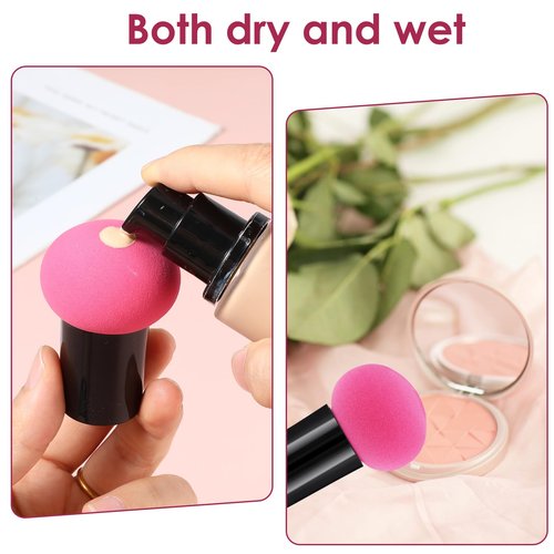 Dimeho 6 Pcs Foundation Sponge Powder Puff, Mushrooms Makeup Sponge Puff with Handles Dry and Wet Facial Face Makeup Puffs Makeup-Tools for Foundation Concealer Creams Powders