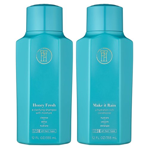 TPH BY TARAJI Cleanse Bundle | Make it Rain Hydrating Conditioner with Aloe & Honey and Honey Fresh Clarifying Shampoo for Buildup with Aloe, Honey | Sulfate Free, Color Safe, White