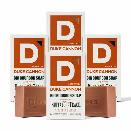 Duke Cannon Supply Co. Extra Large Bar Soap Bundle - Men's Natural Bar Soap With Masculine Scents - Big American Bourbon USA-made soap - All Skin Types - Big Brick of Soap - Bourbon,10 oz (4 Pack)