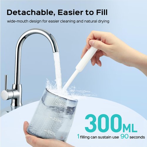 COSLUS Water Dental Flosser Pick for Teeth C30(FC5360): 4 Modes Cordless Portable 300ML Larger Tank Water Teeth Cleaner IPX7 Waterproof Flossing Cleaning Picks for Home Travel White