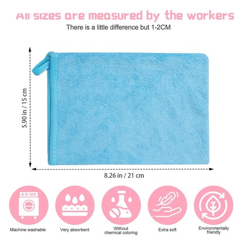 PHOGARY 10 Pack Microfibre Bath Mitts(6"x8"), European Style Washcloth Microfiber Wash Mitt, Reusable Makeup Remover Mitt Gloves Colorful Wash Cloth