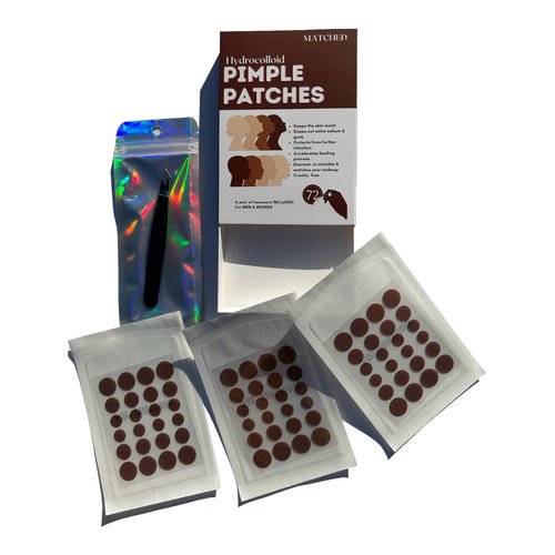 MATCHED Hydrocolloid Pimple Patches-Invisible Acne Patches for Face, 3 Sizes, 72-Count (1 Pack),Zit patches that match Skin tone for Daytime Use, for proactive acne treatment (NRB)