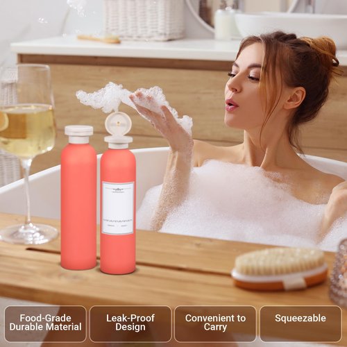 UMETASS Travel Shampoo Bottle, Empty Plastic Squeeze Bottles 8.8oz with Flip Cap, Lotion Container for Toiletries Travel Size Shampoo and Conditioner