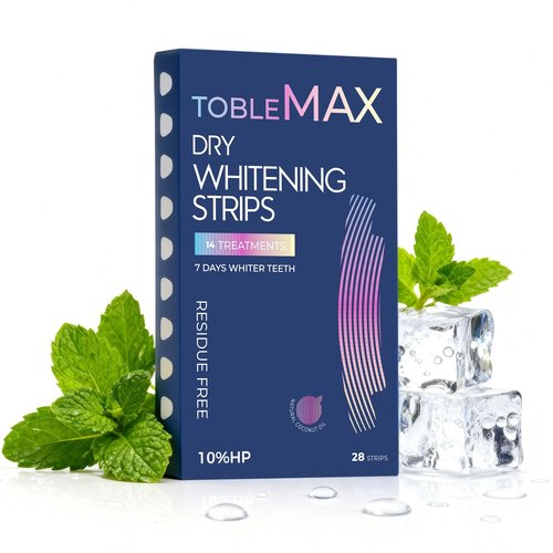 TobleMAX Teeth Whitening Strips – 14-Day Treatment, Non-Slip & Enamel-Safe, 10% Hydrogen Peroxide with Coconut Oil for Sensitive Teeth, Fast Stain Removal