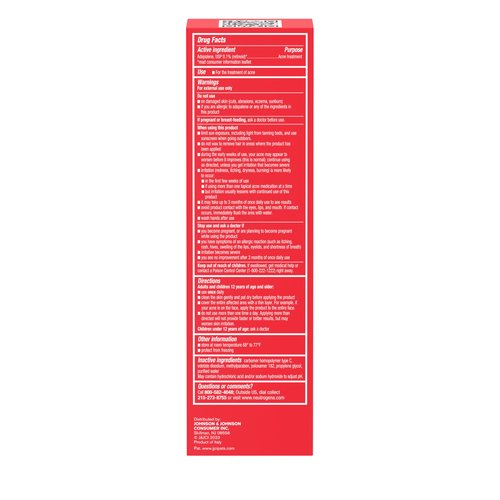 Neutrogena 0.1% Adapalene Gel Acne Treatment, Topical for Acne, Adapalene Medication for Blemishes, Once Daily Topical Retinoid to Prevent Breakouts, Oil & Fragrance-Free, 1.6 oz