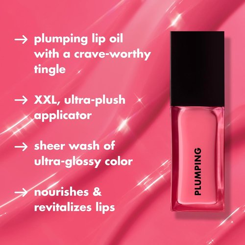 e.l.f. Glow Reviver Plumping Lip Oil - Tinted Lip Plumper for High-Shine Finish | Infused with Jojoba Oil, Vegan, Apricot Feelings