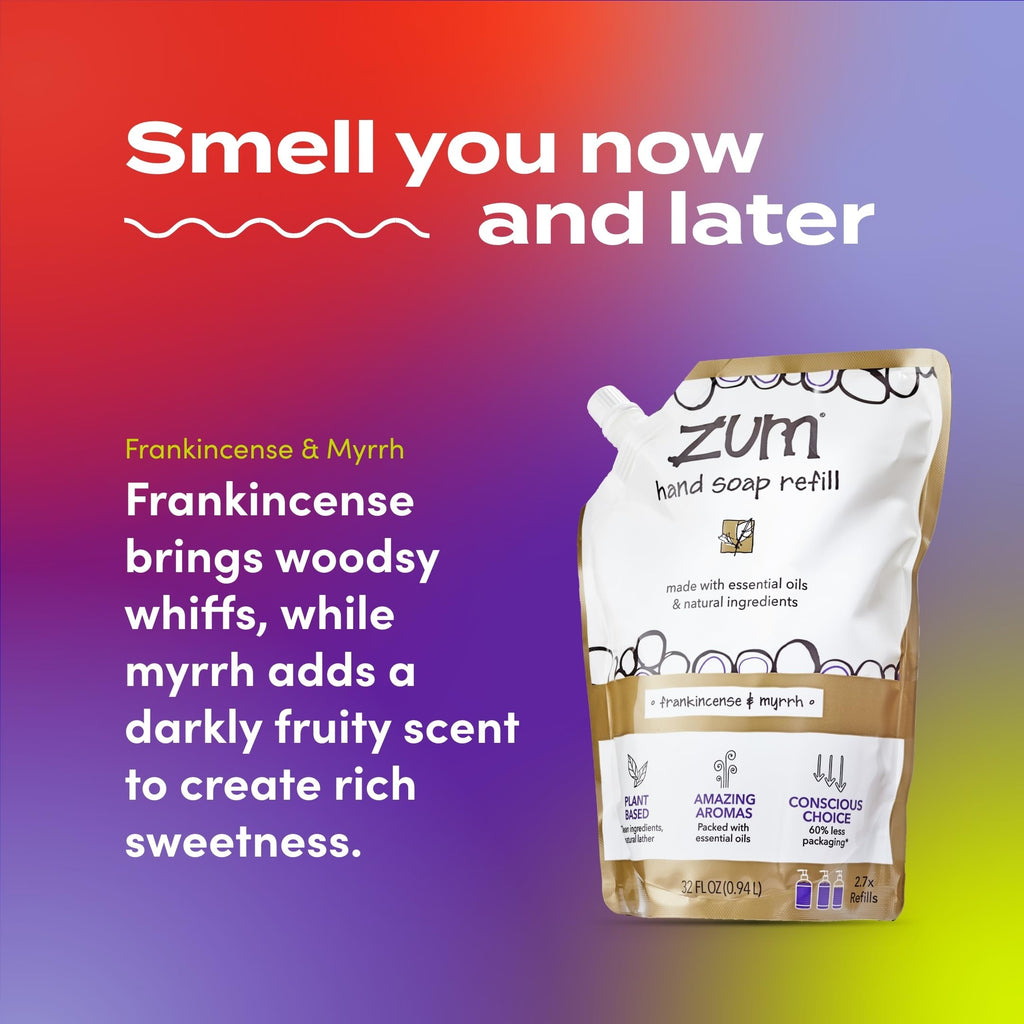 Zum Indigo Wild Hand Soap – Natural Liquid Soap – Frankincense & Myrrh Scent – Ideal for Bathroom & Kitchen – 32 oz