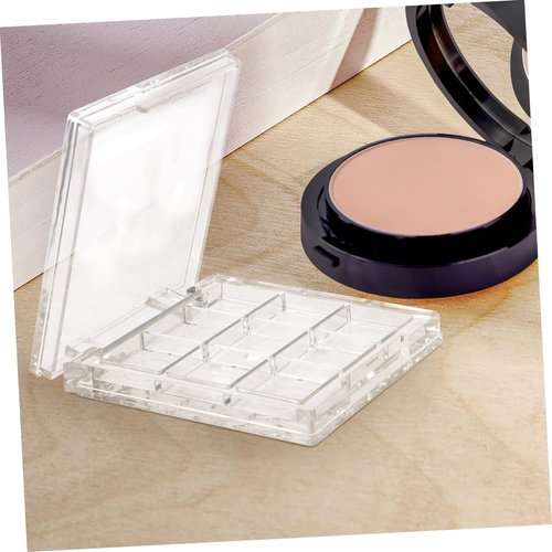 Ipetboom Empty Makeup Palette Depotting Cases - 2pcs 9-Grid Empty Clear Blush Lipstick Box - Portable Makeup Organizer Storage Cases Highlighters Sample Eye Shadow Bracket Travel