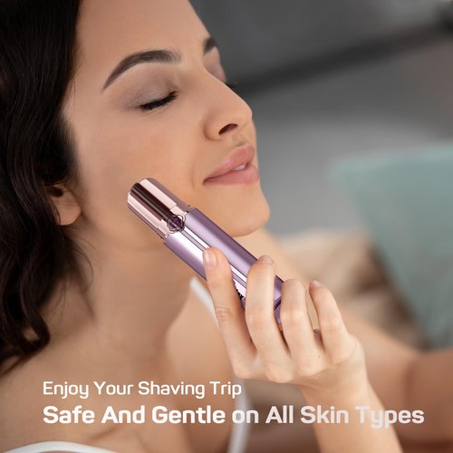 Facial Hair Removal for Women – Painless Facial Hair Remover & Hair Removal Device for Lips, Chin & Peach Fuzz, As Seen on TV, Rechargeable with 2 Replacement Heads & LED Light