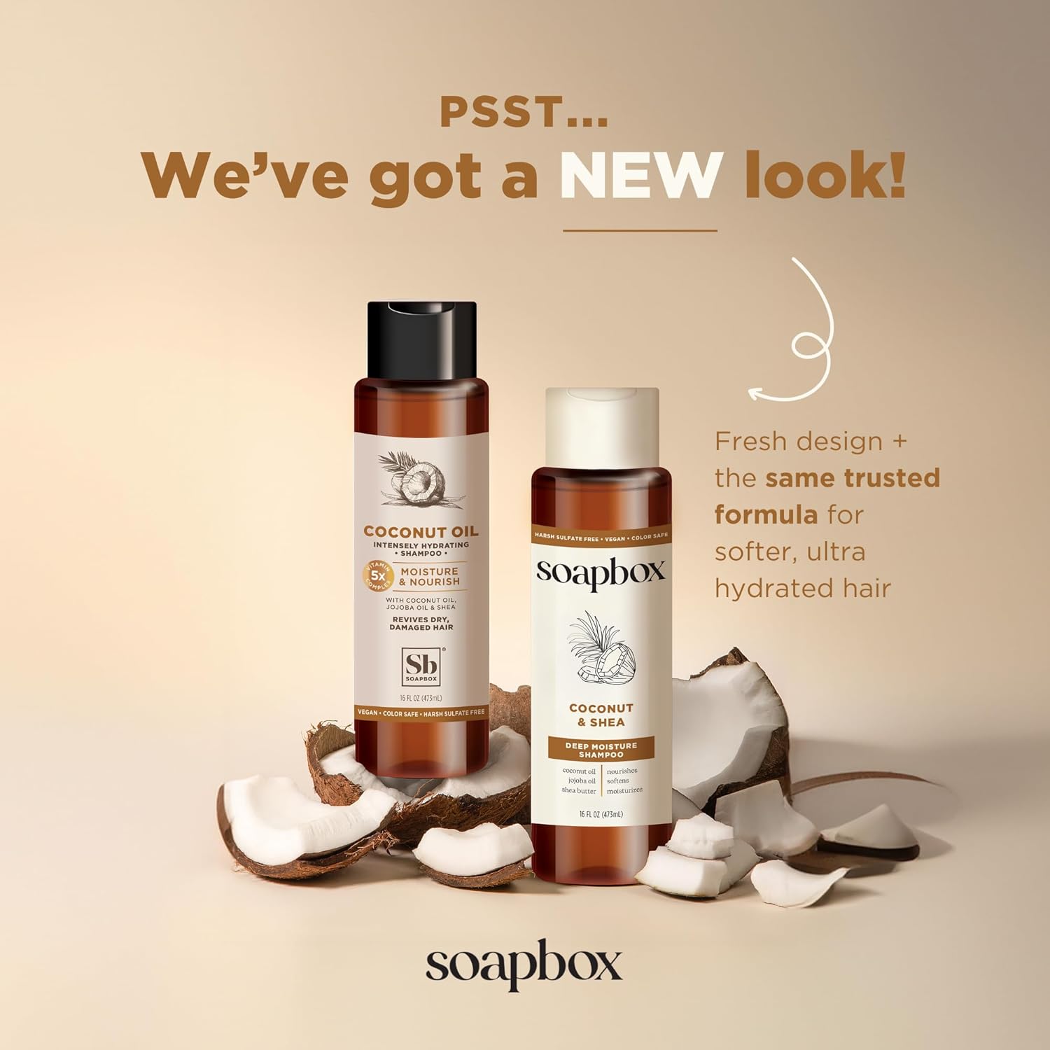 Soapbox Coconut Shampoo and Conditioner Set - Moisturizing Coconut Oil & Jojoba Oil | Paraben Free, 16oz (Pack of 2)