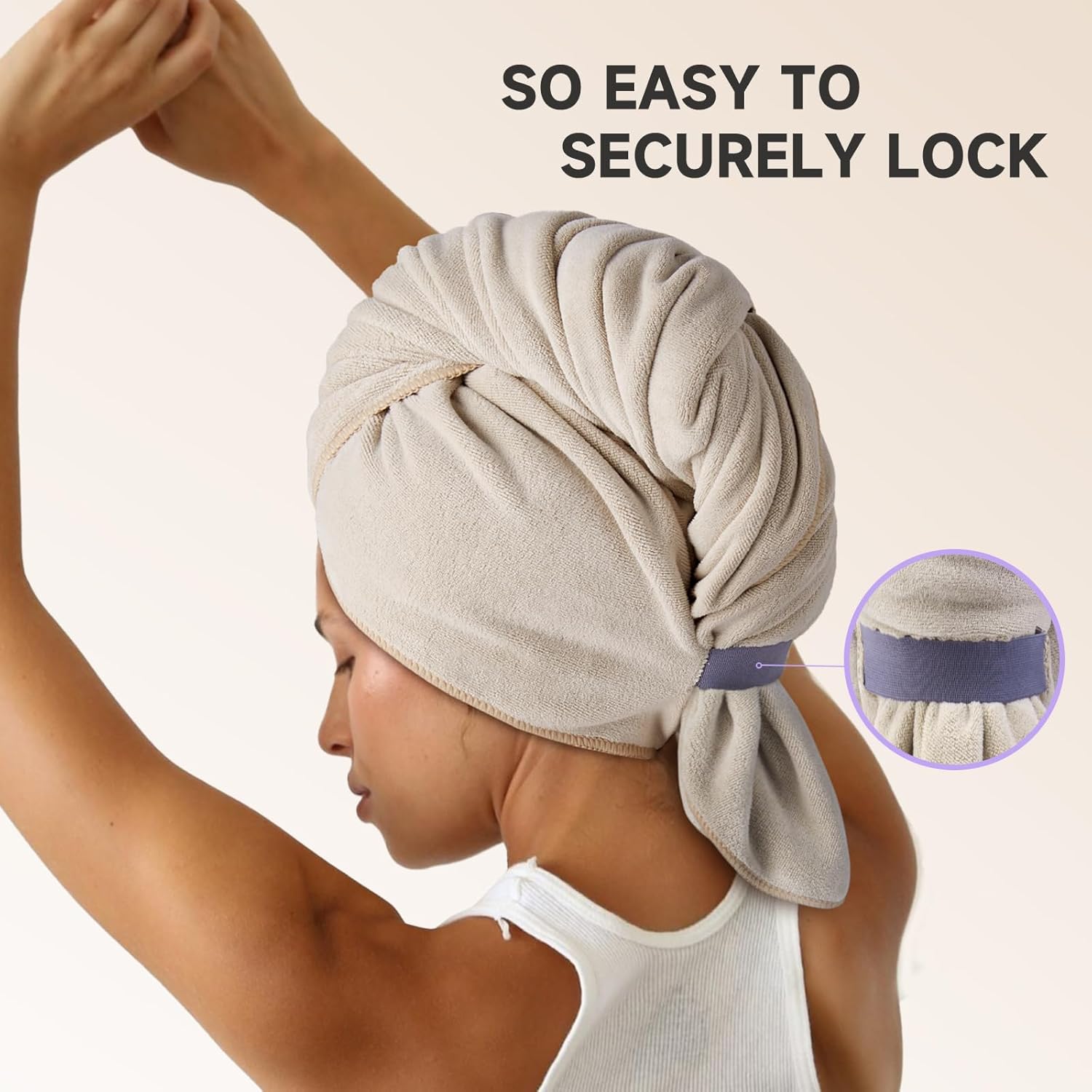 Umisleep Microfiber Hair Towel - Super Absorbent Wrap for Long, Thick Curly Hair | 41" x 22" - Camel