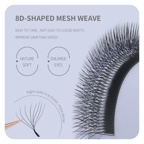 ANNAFRIS 8D Premade Fan W Shape Eyelash Extensions 0.07 C Curl 8-15mm Mix Volume Self Fanning False Lashes Makeup Supplies Professional Use Lash Extension(0.07 C, 8-15mm Mix)
