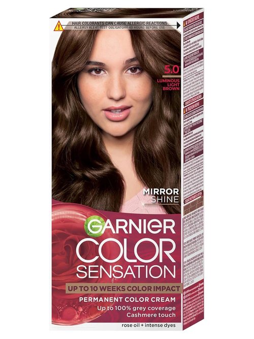 Garnier Color Sensation - Permanent Hair Coloring Cream - 5.0 Luminous Light Brown Shade