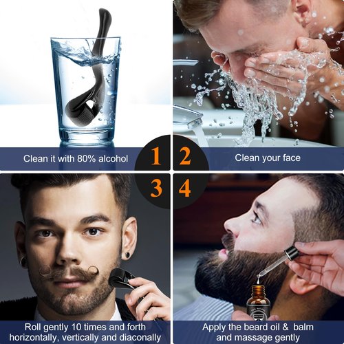 MALE GOD Beard Growth Kit, Beard Kit w/Upgraded Beard Growth Oil - Biotin and Batana Oil, Beard Growth Balm, Beard Massager for Spot/Patchy Beard, Birthday Gifts for Him Boyfriend Husband