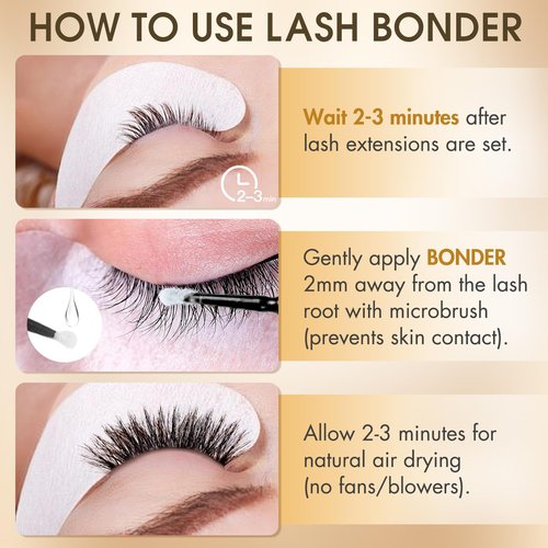 Miuffue Waterproof Lash Bonder for Eyelash Extensions, Professional Lash Sealant Glue Accelerator, Reduces Glue Fumes and Enhances Retention, Adhesive Companion with Precision Dropper, 0.5fl. oz/15ml