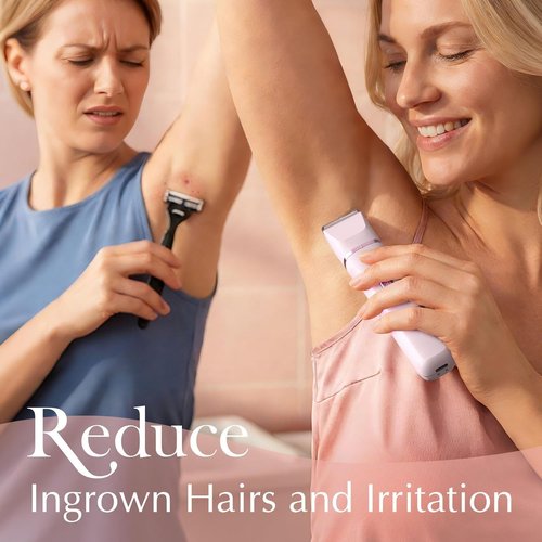 Risina Bikini Trimmer for Women - Painless Cordless Electric Razor for Smooth Skin | IPX7 Waterproof, Easy to Clean, Ceramic Blade