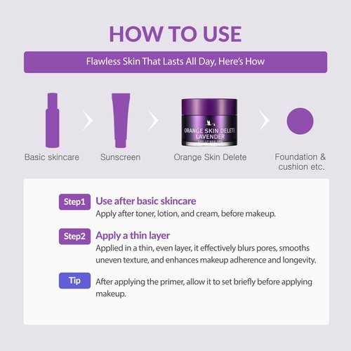 bonamedusa Orange Skin Delete Lavender Pore Primer Korean Makeup 30g 1.06 oz