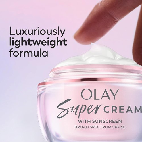 Olay Super Cream - Lightweight Face Moisturizer with SPF 30 | 5-in-1 Hydrating & Brightening Benefits - 1.7 oz