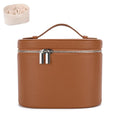 IEMIEBOAMGNOY Leather Make Up Bags With Compartments, Brown travel Cosmetic Bags for Women, Parallel Makeup Travel Bags Organizer Equipped With a Detachable Divider