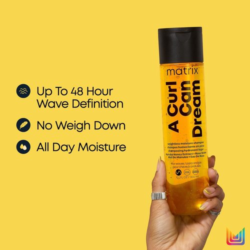 Matrix A Curl Can Dream Weightless Moisture Shampoo - Moisturizes Wavy Hair with Manuka Honey, Silicone-Free