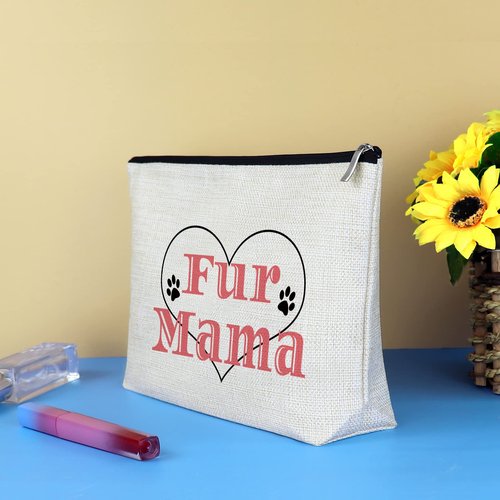 Fur Mama Gifts Dog Cat Lover Gift Makeup Bag for Women Animals Lover Gift Cosmetic Bag Dog Mom Gifts Veterinarian Gift Vet Techs Gifts Christmas Birthday Gift for Animals Lover Friends Travel Pouch