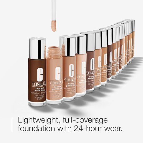 Clinique Beyond Perfecting Foundation & Concealer - Lightweight Full Coverage for All Skin Types | Natural Matte Finish
