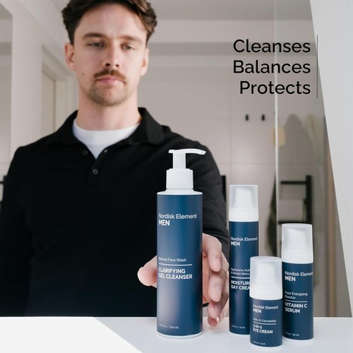 Nordisk Element Men’s Face Wash - Clarifying Gel Cleanser with Plum Extract | Vegan, Hydrating, Sulfate-Free, 6.76 Fl Oz