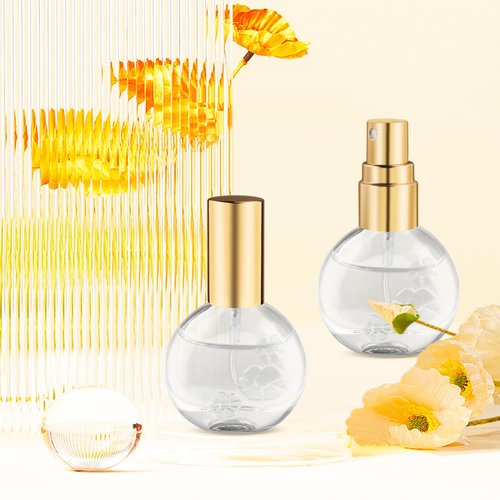 12 Pcs 10ml/0.34oz Glass Spray Bottle Clear Empty Fine Mist Glass Atomizer with Sprayer Pump for Fragrance Essential Oil Travel - Gold
