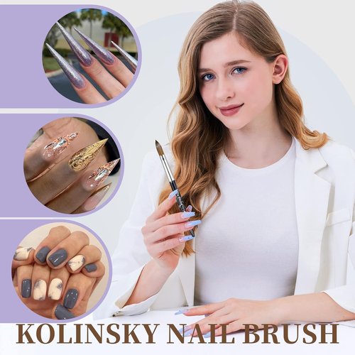 Kolinsky | Acrylic Nail Art Brush Size 10 - 100% Pure Hair for Professional Manicure & DIY Salon, Black