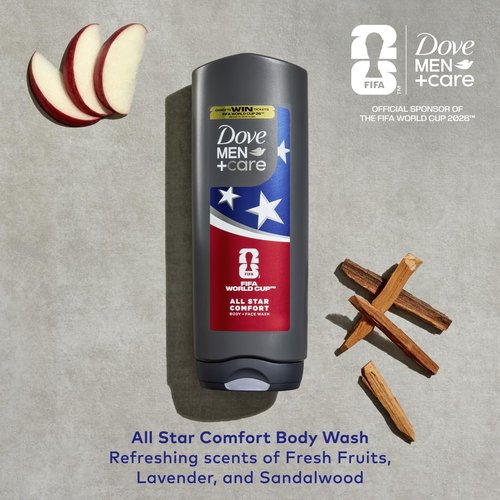 DOVE MEN + CARE - Limited Edition FIFA Body & Face Wash For Men Mixed Pack for Hydrated & Soft Skin 3 Count