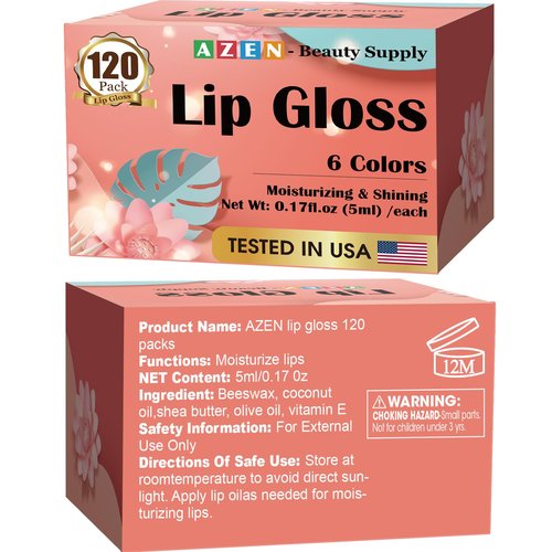 AZEN 120 Pack Lip Gloss Set, Color Lip Oil for Dry Cracked Lips Moisturizing Hydrating Nourishing with Vitamin E, Valentines Gifts Easter Basket Stuffers