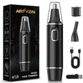 AREYZIN Nose Hair Trimmer for Men,Rechargeable Ear and Nose Trimmer,2 in 1 Painless Professional Eyebrow & Facial Hair Trimmer with IPX7 Waterproof Dual Edge Blades (Black)