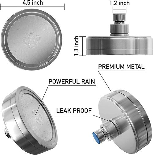AquaHomeGroup - Chrome Filtered Shower Head with 2 Replacement Cartridges | Enhance Water Quality