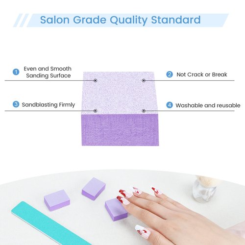 GazePlus 100 PCS Mini Nail Buffer Block, 2 Way Mini Buffers Coarse Grit 80/100, Small Buffing Block for Acrylic Nail Gel Polish Nails Pedicure & Manicure, Purple & Orange