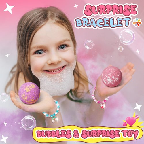 Unicorn Bath Bombs for Kids Girls with Bracelet Inside, sanyi Bubble Bath Toys Birthday Valentines for Kids Classroom Gifts for 4 5 6 7 8 Year Old Girl Daughter Granddaughter