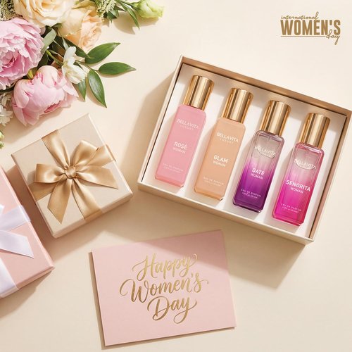 Bellavita Luxury Women's Perfume Gift Set - 80ml | Rose, Senorita, Date & Glam | Long-Lasting Floral Fragrance