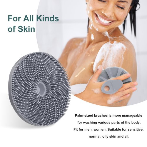INNERNEED® More Hygienic Silicone Body Scrubber Exfoliating & Massaging Shower Brush, Bathing Tool, for All Skin Types, Lathers Well, Longer Service Life (Black+Gray)