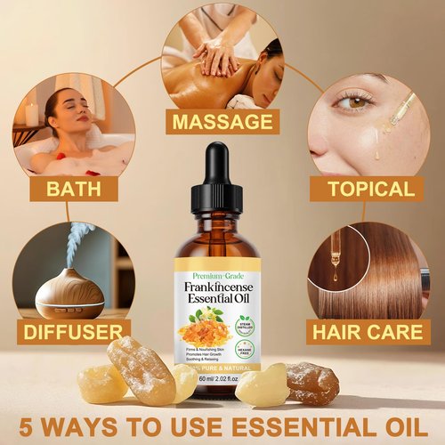 Shuangjia Frankincense Resin Oil for Face 2.02 fl.oz, Reduces Fine Lines & Wrinkles, Soothes & Repairs Skin, Deep Hydration for Body, Anti-Aging Serum Frankincense Skin Essential Oil Wrinkle