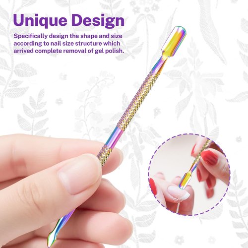 10Pcs Cuticle Pusher Remover and Cutter, Creatiee Double Ended Stainless Steel Cuticle Cleaner Nail Gel Polish Removal, Manicure Pedicure Nail Tools for Fingernails Toenails (Colorful)