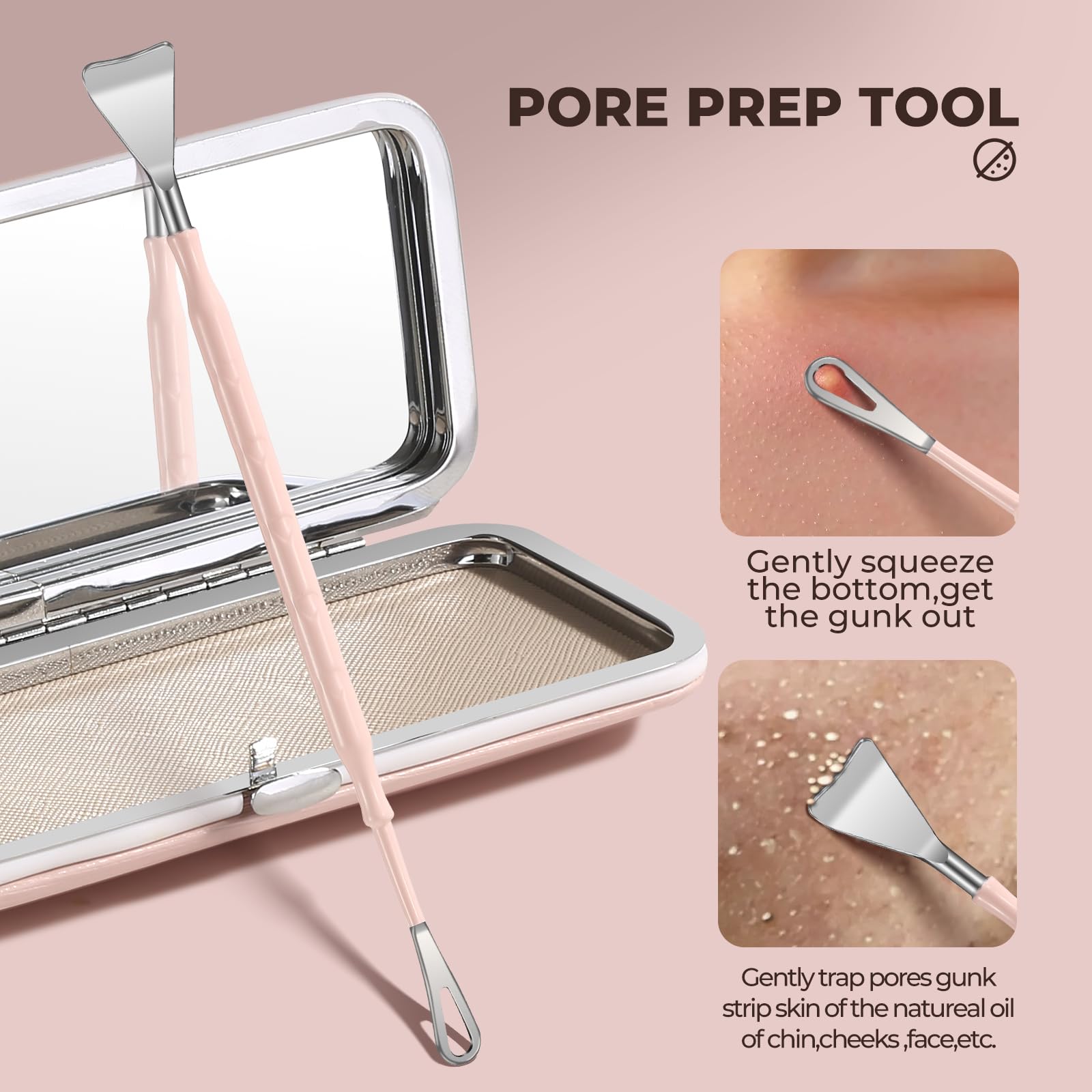 YGQQOY Professional Blackhead Tweezers, Stainless Steel Blackhead Remover Tools, Pimple Popper Tool Kit for Acne Whitehead Blemish, Pore Prep Tool