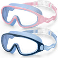Vvinca Kids Swim Goggles - Soft Wave-Shape Strap, Anti-Fog & Leak-Free | 2 Pack for Ages 3-15