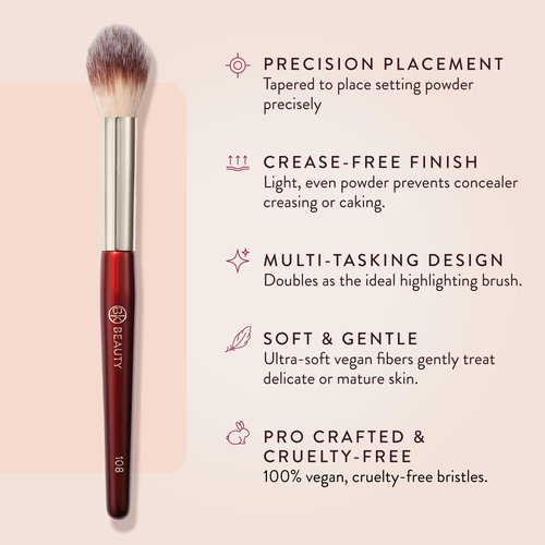 BK BEAUTY 108 PRECISION POWDER MAKEUP BRUSH – Pro-Designed Tapered Brush for Precise Under-Eye Setting, Crease-Free Finish, and Subtle Highlighting