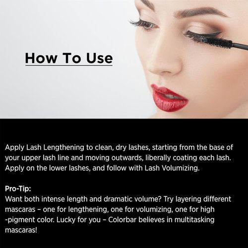 Colorbar Lash Illusion Mascara Duo - Lengthening & Volumizing - Clump-Free, Non-Flaking - Black - 0.27 oz