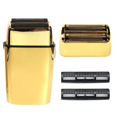 2PCS Replacement Foil and Cutters for BaBylissPRO Barberology Electric Shaver, Double Foil Shaver Replacement Head Compatible with BaBylissPRO FXFS2 Shaver (Gold)