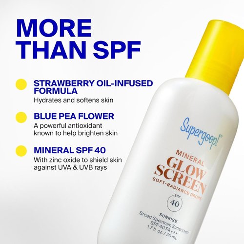 Supergoop! Glowscreen Soft-Radiance Drops SPF 40 - Sunrise - 1.7 oz | Illuminates, Smooths & Evens Skin