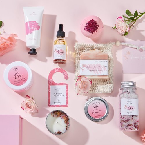 Peacoeye Spa Gifts for Women Valentines Day Bath Baskets Relaxing Spa Self Care Gift for Mom Her Sister Wife Auntie Home Bath Care Package Thank You Birthday for Women Friendship Ideas