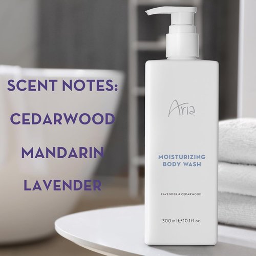 Aria Moisturizing Body Wash - Cedarwood, Green Mandarin & Lavender Scent - 10 oz Size