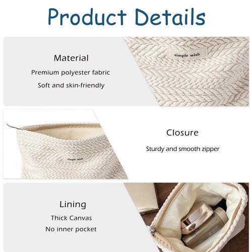 Lestikave Coquette Straw Makeup Bag, Cute Boho Crochet Travel Cosmetic Bag with Zipper,Portable Versatile Toiletry Bag Skincare Bag for Women Girls(01Beige)