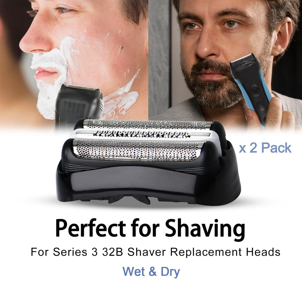 VIDSA 2 Pack 32B S3 Electric Replacement Shaver Head for Series 3 Shaving Razors, Compatible with S3 3040s 3080s-4 370cc 3070cc 3000s 3010, 3090cc Etc.